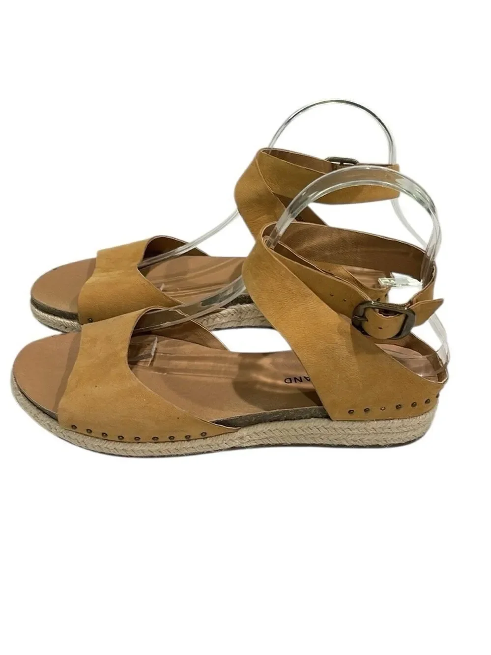 Lucky Brand Gladas Espadrille Ankle Wrap Wedge Sandal SZ‎ 8 Desert Sand